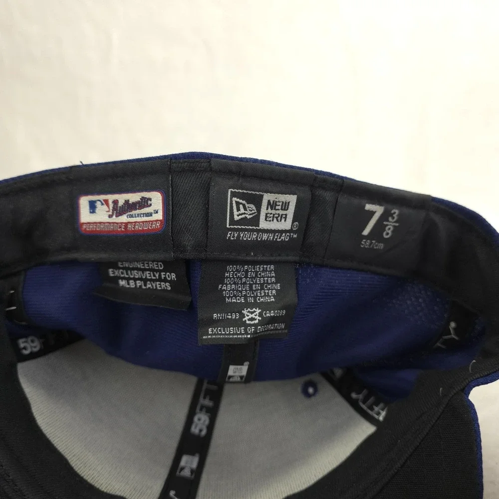 Los Angeles Dodgers Hat Players Cap Mens Fitted 7 3/8 Blue MLB Baseball New‎ Era